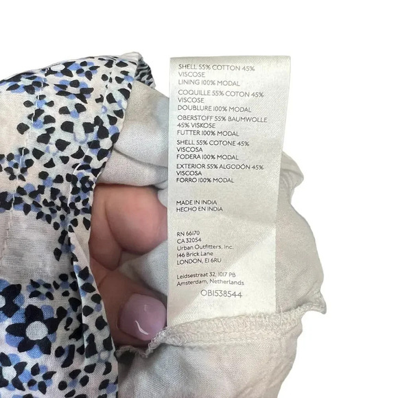 Anthropologie Tunic Mini‎ Dress Floral Print V-Neck Plunge Blue White Size Small - Picture 12 of 12